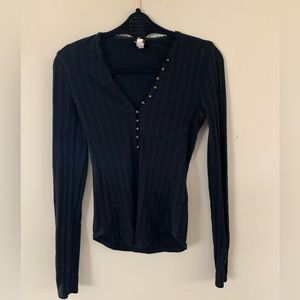Free people black long sleeve Henley